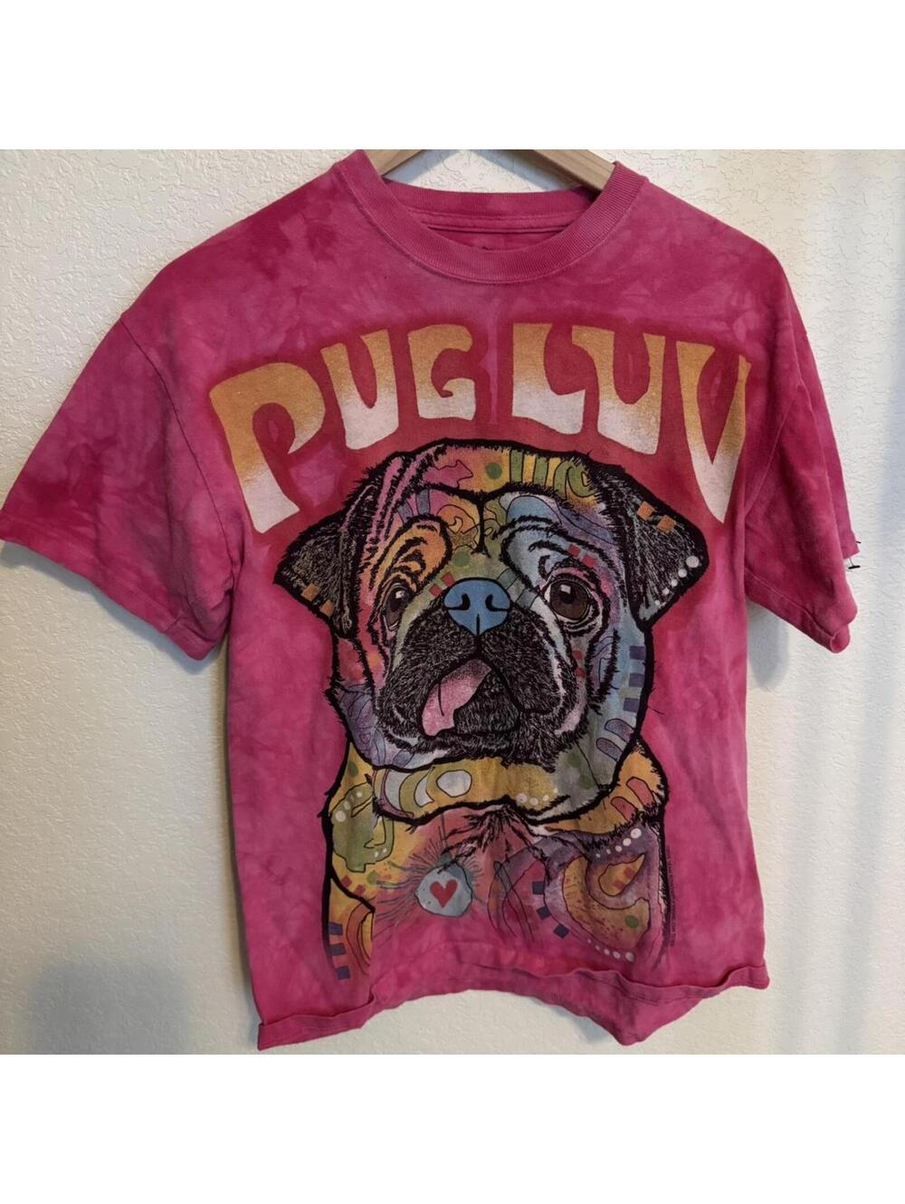The Mountain Psychedelic Pug Tie Dye Graphic Tee, Medium
